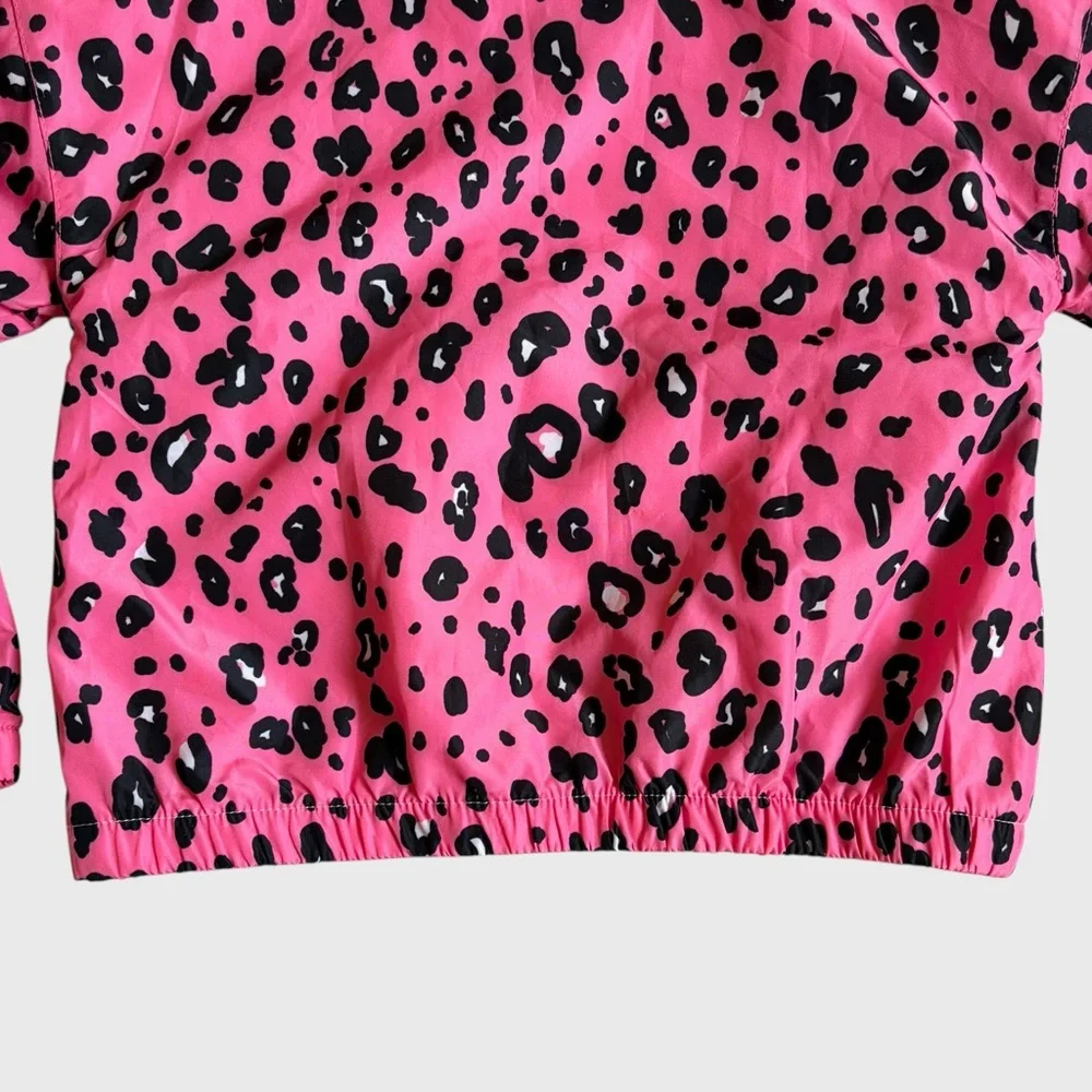 Champion Girls Pink Black Leopard Hooded Windbreaker Jacket Size 4T Lightweight
